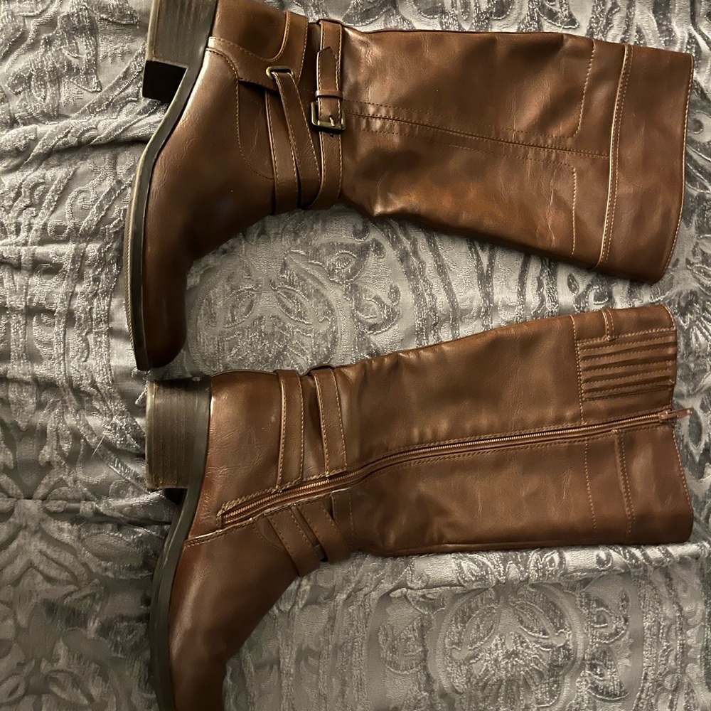 Brown Knee High Leather Boots